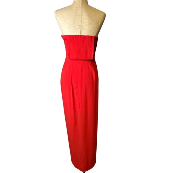 BCBGMaxAzria Jesse Ambrosia Lipstick Red Strapless Chiffon Tulip Dress 4R NWT - Picture 5 of 12
